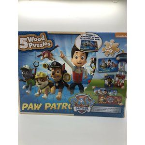 5 Wood Jigsaw Puzzles Paw Patrol with Tray Storage